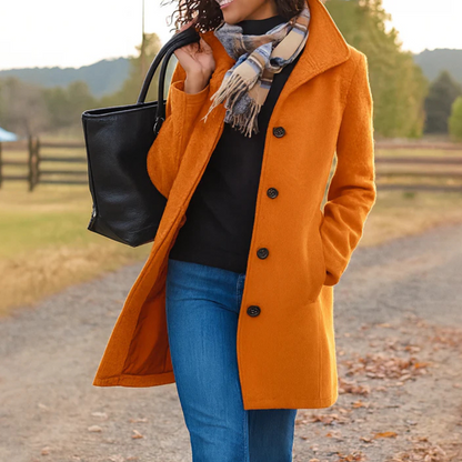 Classic Button Front Heritage Coat Stylish For Women | Emilia