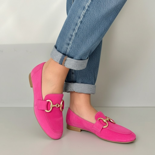 Classic gold-accented slip-on loafers for women | Alison -1