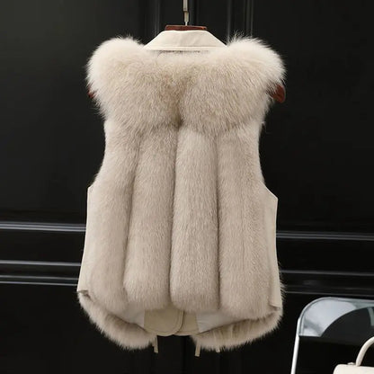 Elegant everyday faux fur sleeveless vest for women | Nereida -8