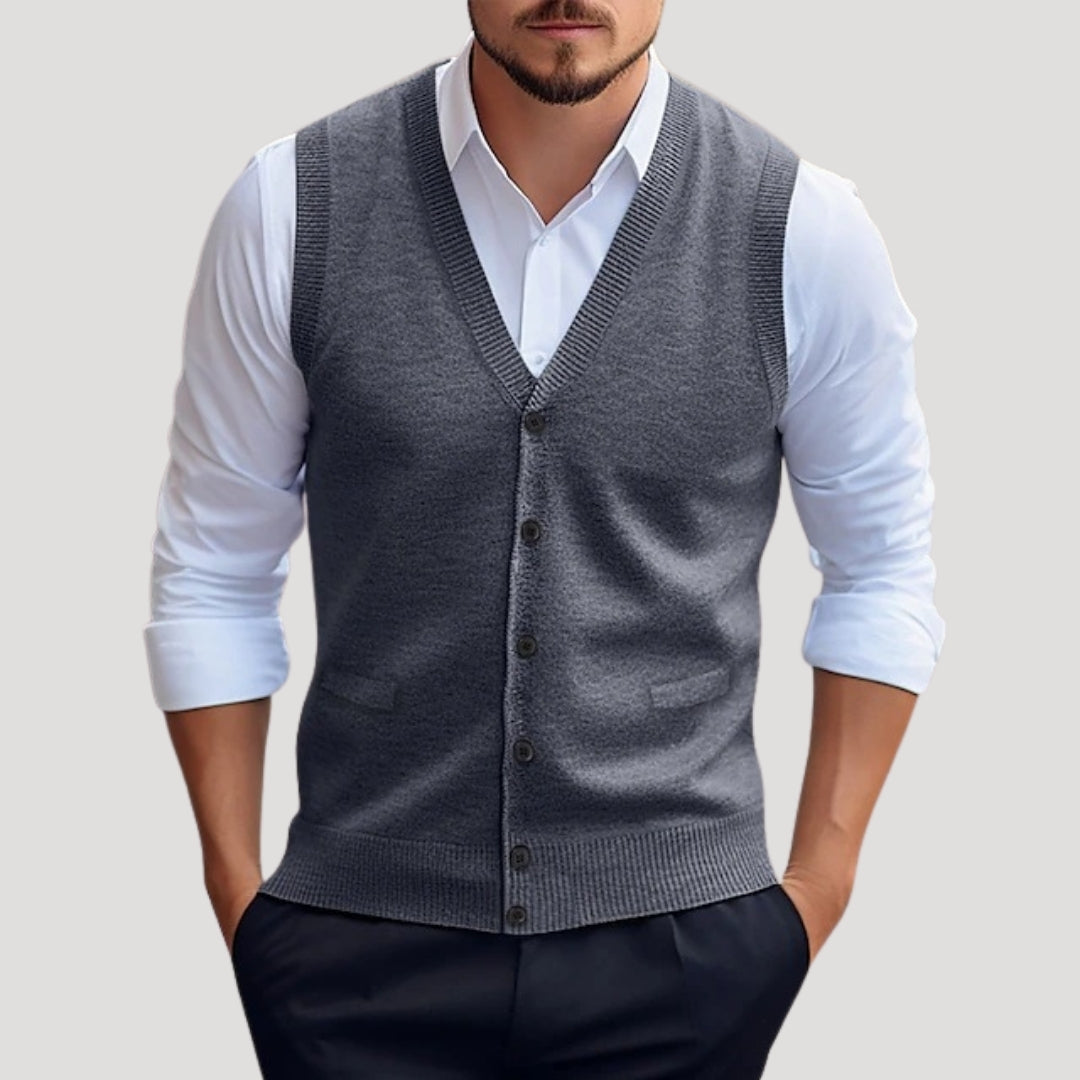 Elegant double-breasted classic coat for men -6