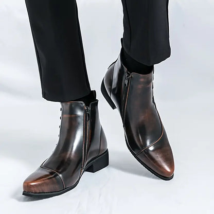Elegant heeled leather-look dress boots for women | Samuel Thatcher -4