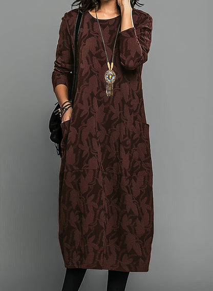 Long Sleeve Printed Midi Dress Chic for Women | Mirella