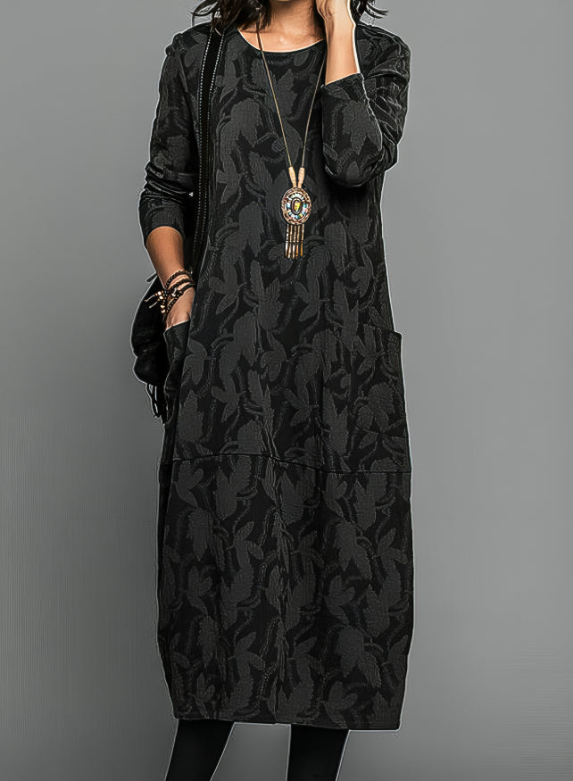 Long Sleeve Printed Midi Dress Chic for Women | Mirella