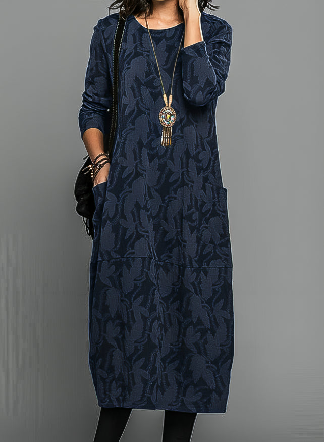 Long Sleeve Printed Midi Dress Chic for Women | Mirella
