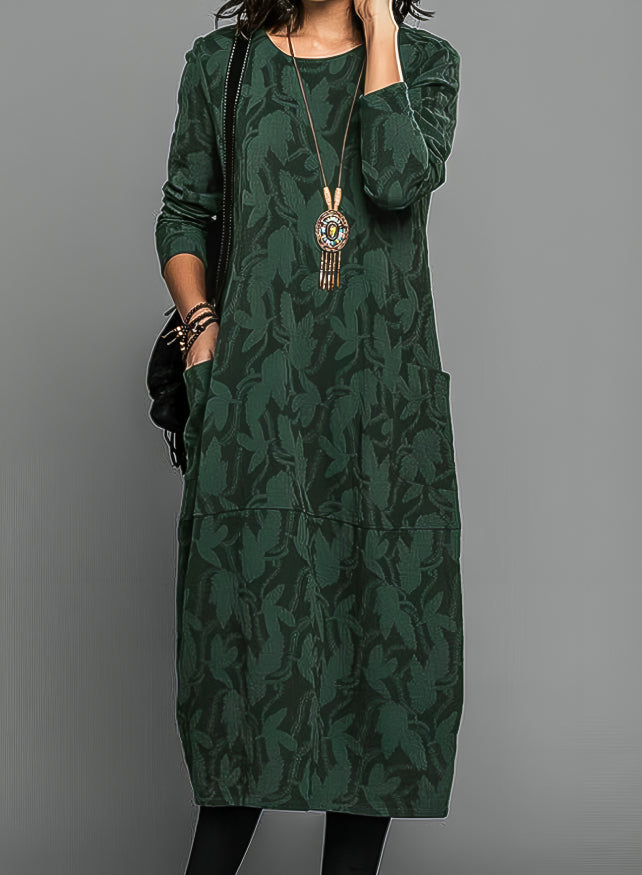 Long Sleeve Printed Midi Dress Chic for Women | Mirella