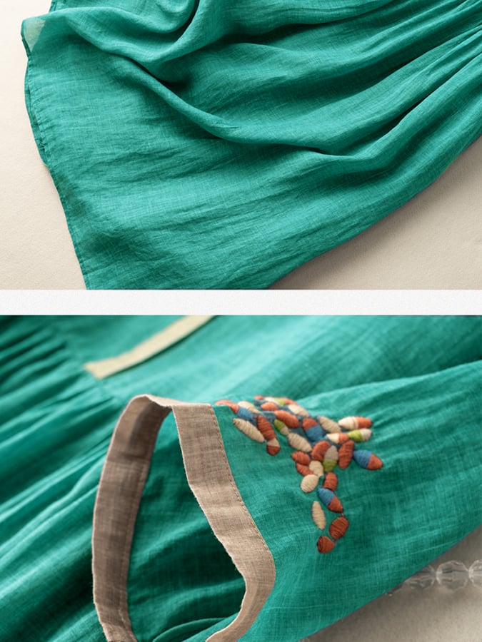 Embroidered ethnic cotton-linen maxi dress for women | Zara - 8