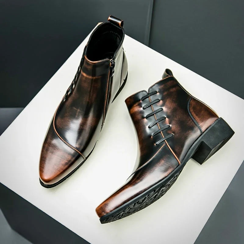 Elegant heeled leather-look dress boots for women | Samuel Thatcher -8