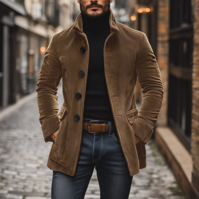Smart corduroy slim-fit coat for men | Emerson - 10
