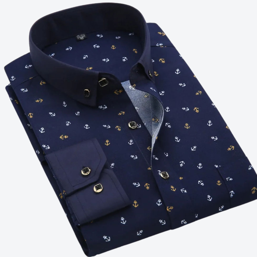 Nautical Print Long Sleeve Shirt Classic For Men | Marcellin