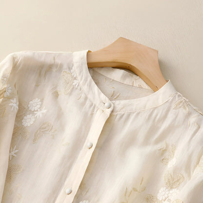 Embroidered Floral Button Blouse Chic For Women | Liora
