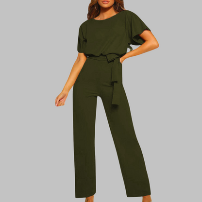 Casual Tie Front Batwing Sleeve Jumpsuit Chic For Women | Elanora