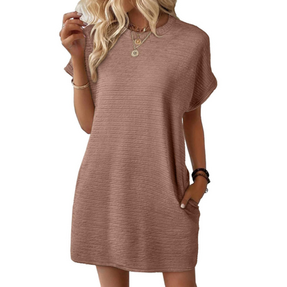 Casual Minimalist Round Neck Dress Chic For Women | Lurelle