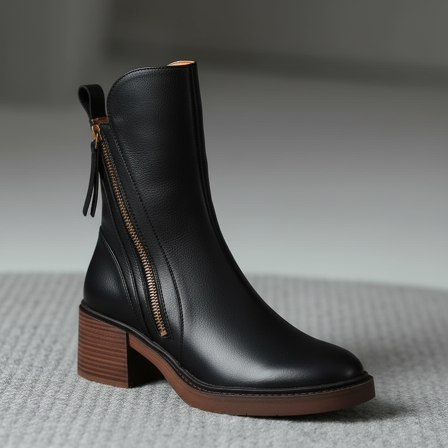 Classic elegant heeled leather ankle boots for women | Valorine -7
