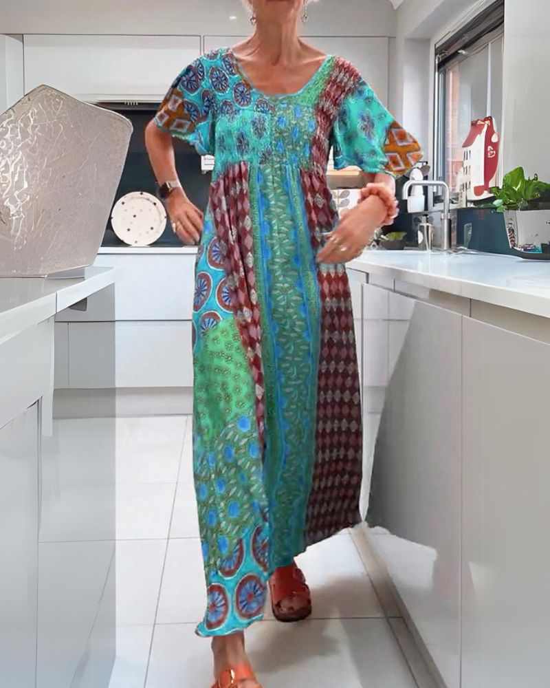 Colourful bohemian everyday casual dress for women | Corinne -3