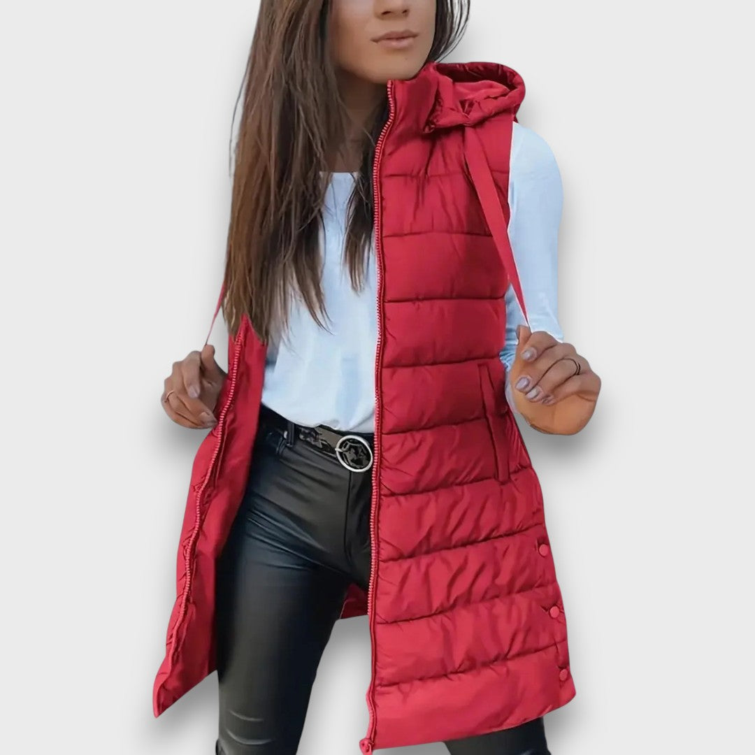 Warm hooded sleeveless puffer gilet for women | Kaira - 6