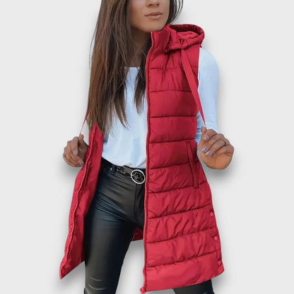 Warm hooded sleeveless puffer gilet for women | Kaira - 6