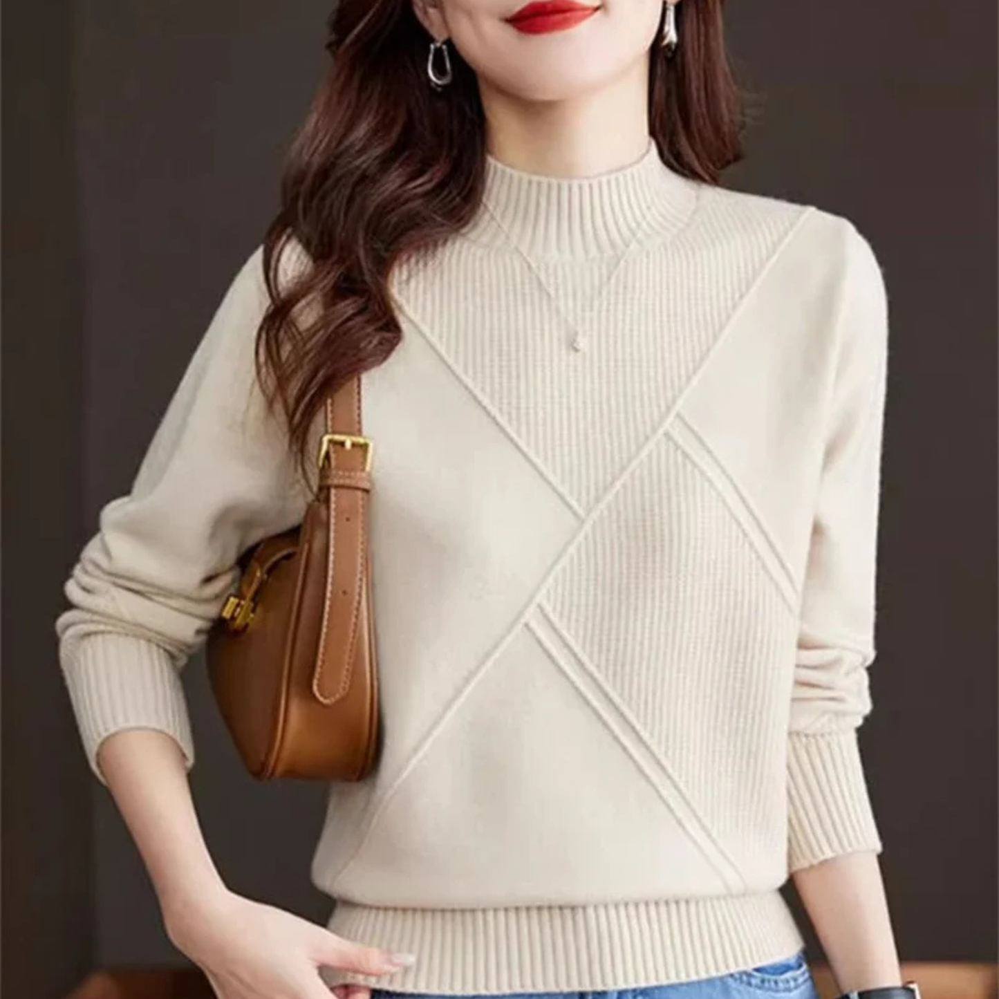 Ribbed Mock Neck Sweater Cozy For Women | Elowenna