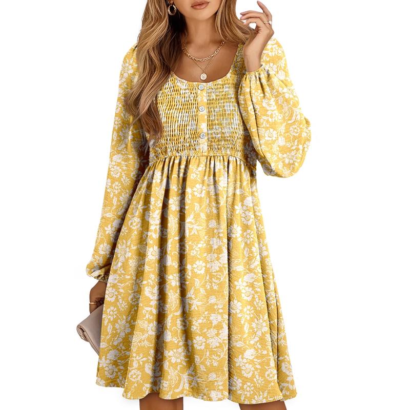 Casual Smocked Empire Waist A Line Dress Chic For Women | Clarimelle