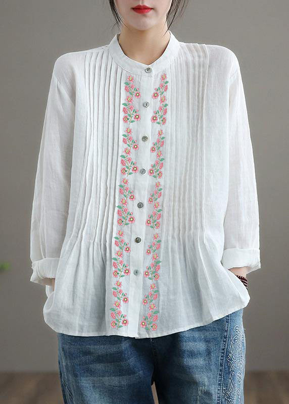 Breathable linen relaxed blouse for women - 14