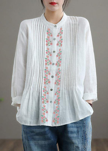 Breathable linen relaxed blouse for women - 14