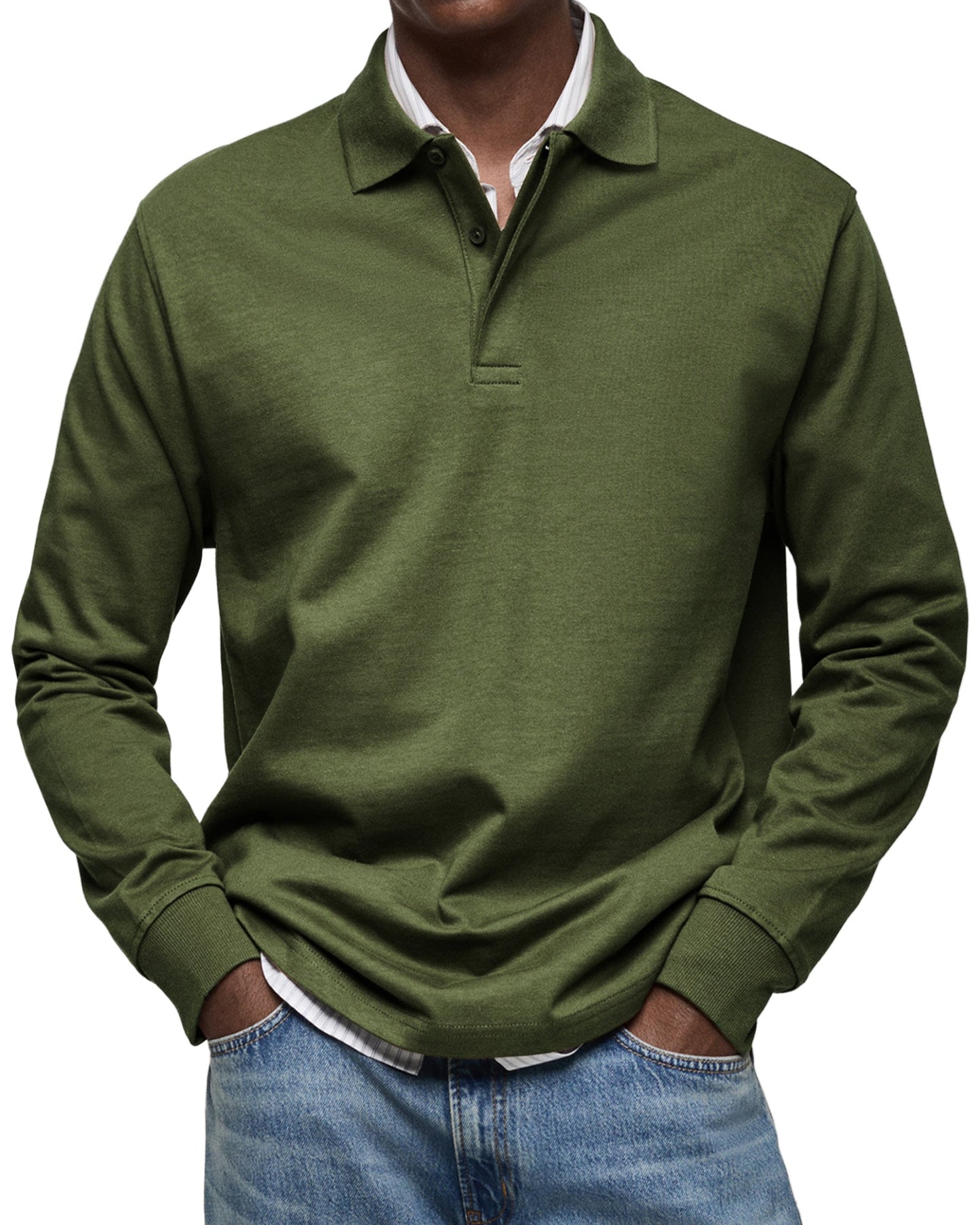 Classic Long Sleeve Polo Shirt Refined For Men | Tristan