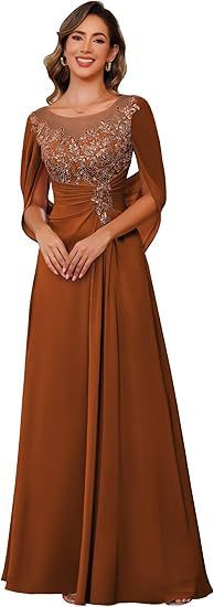 Elegant A-line dress with cape for occasions for women | Margot -8