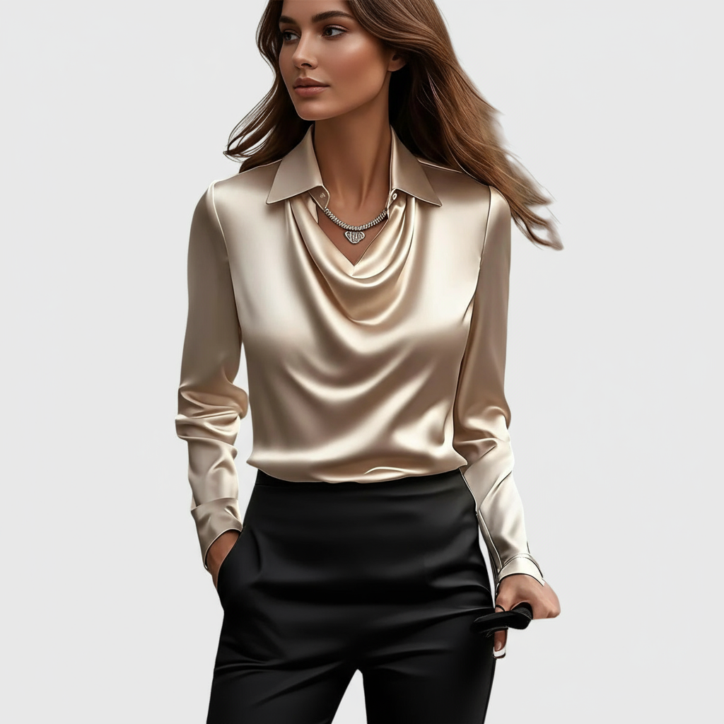 Draped Neck Elegant Blouse Chic For Women | Vivienne