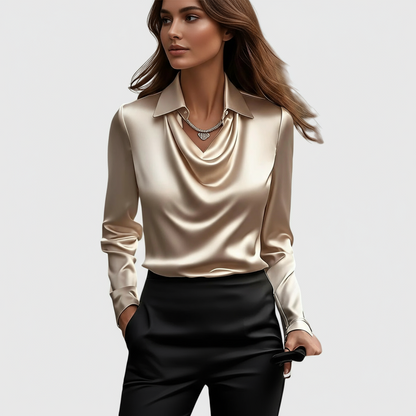 Draped Neck Elegant Blouse Chic For Women | Vivienne