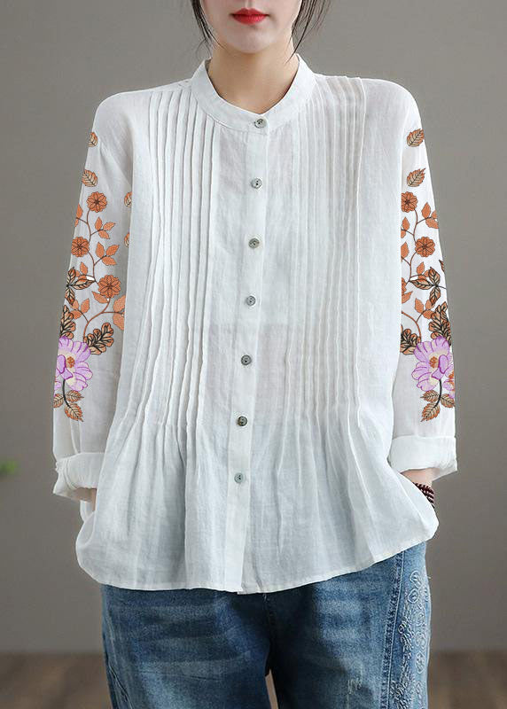 Breathable linen relaxed blouse for women - 16