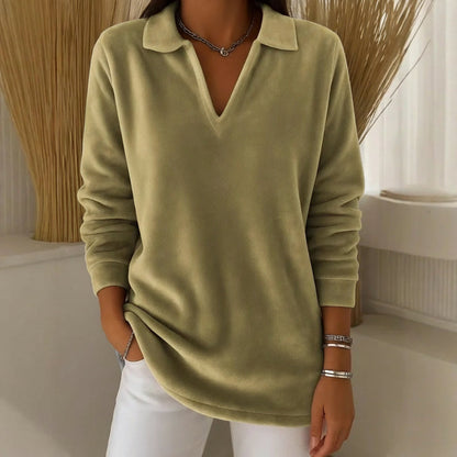 Soft collared V-neck sweater for women | Amelia -4