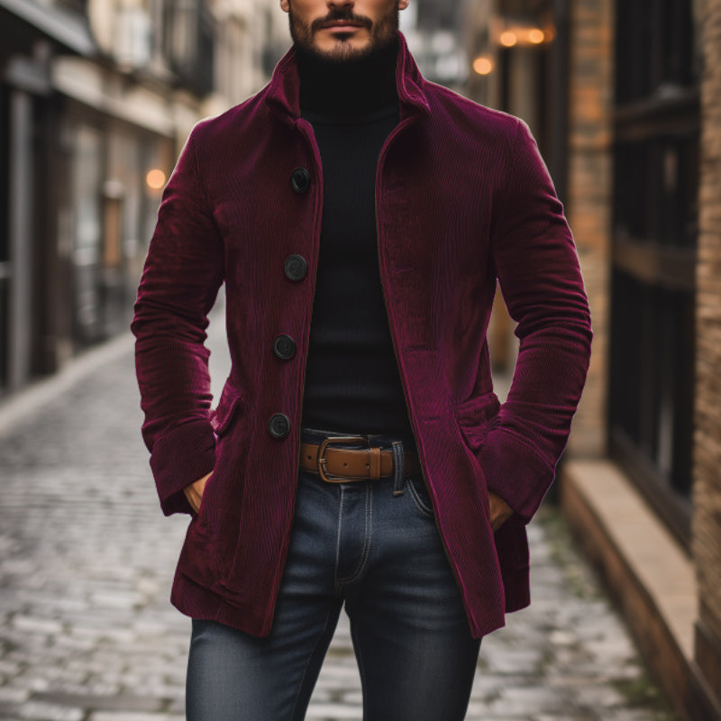 Smart corduroy slim-fit coat for men | Emerson - 14