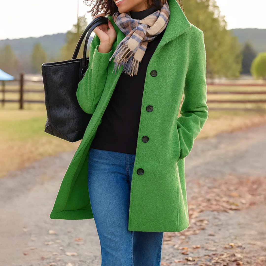 Classic Button Front Heritage Coat Stylish For Women | Emilia