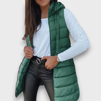 Casual sleeveless hooded puffer vest for women | Kaira -7