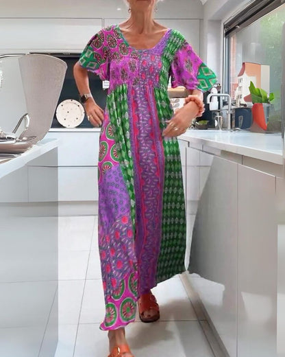 Colourful bohemian everyday casual dress for women | Corinne -4