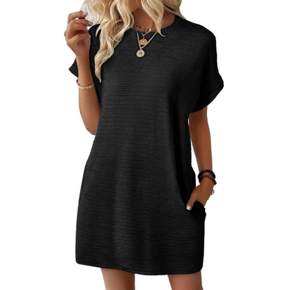 Casual Minimalist Round Neck Dress Chic For Women | Lurelle