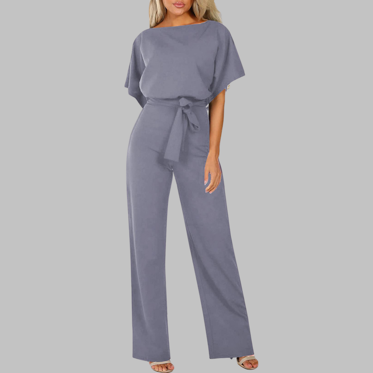 Casual Tie Front Batwing Sleeve Jumpsuit Chic For Women | Elanora