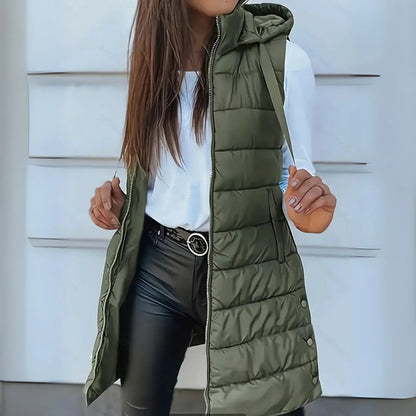 Long Quilted Hooded Gilet Stylish for Women | Arlisse