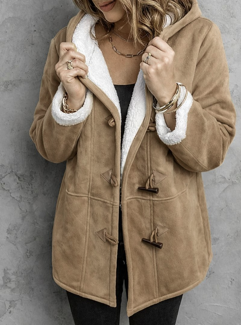 Refined double-breasted longline coat for women | Arwelyn -7