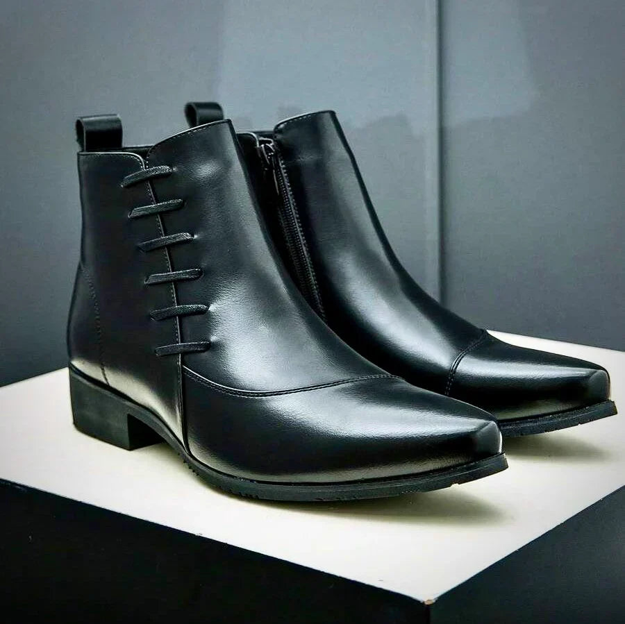 Elegant heeled leather-look dress boots for women | Samuel Thatcher -9