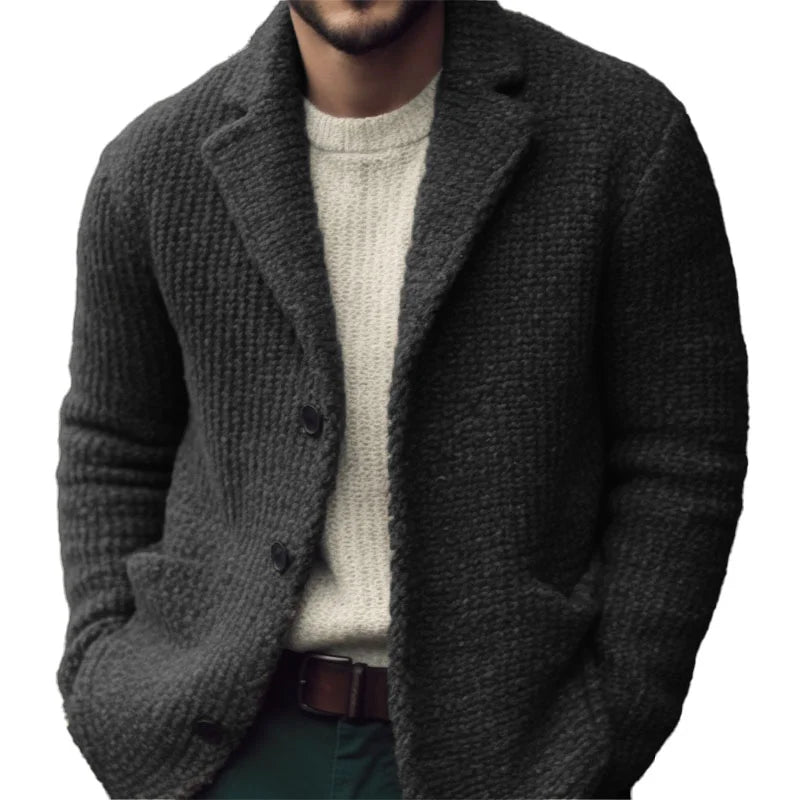 Classic cosy open-front cardigan for men | Derek - 2