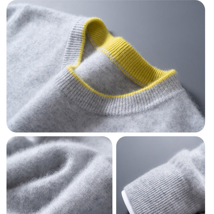 Contrast Trim Crew Neck Sweater Cozy for Men | Hartley