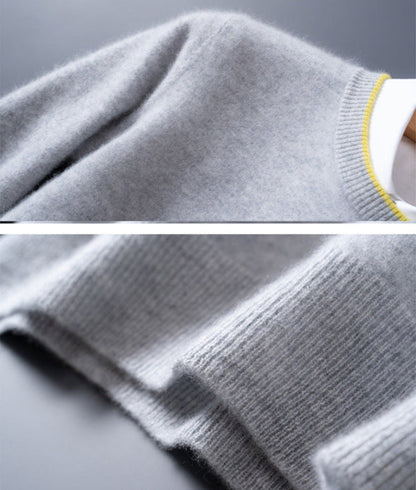Contrast Trim Crew Neck Sweater Cozy for Men | Hartley