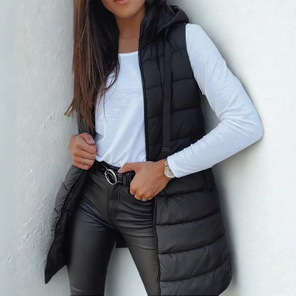 Long Quilted Hooded Gilet Stylish for Women | Arlisse