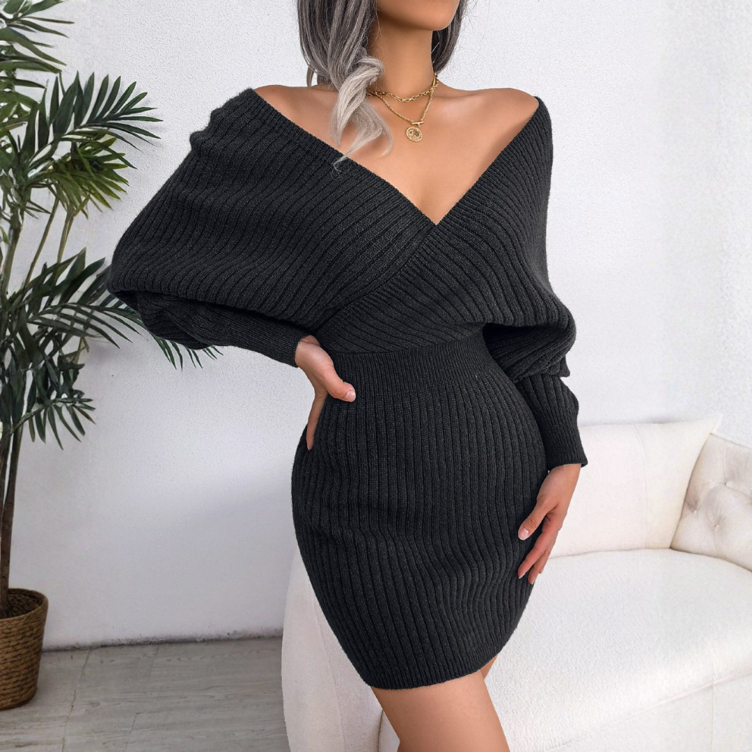 Chic Wrapped V Neck Bodycon Mini Dress Elegant For Women | Seraphielle
