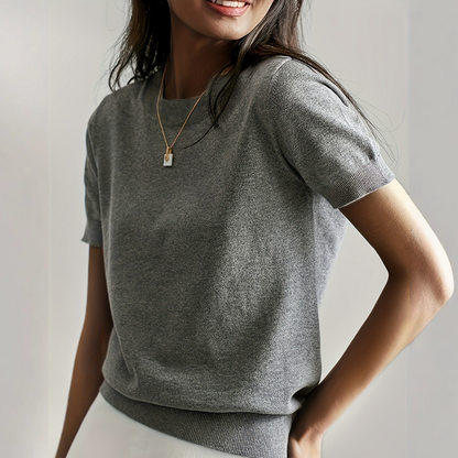 Casual Short Sleeve Crew Neck Top Stylish For Women | Alverine