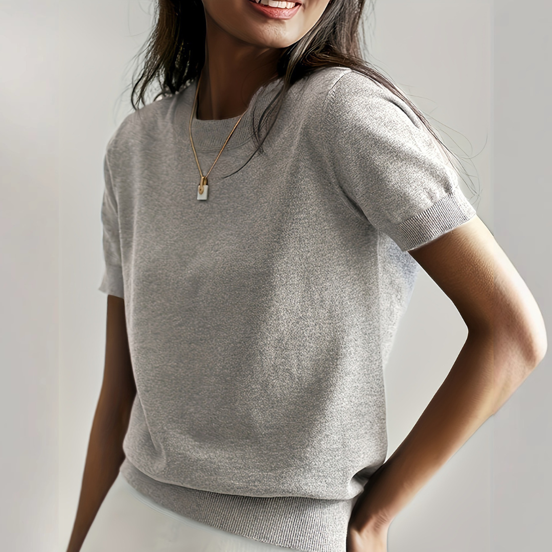 Casual Short Sleeve Crew Neck Top Stylish For Women | Alverine