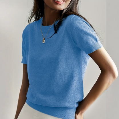 Casual Short Sleeve Crew Neck Top Stylish For Women | Alverine