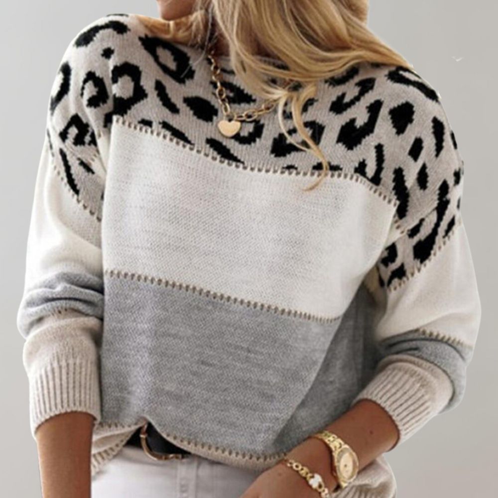 Leopard Colour-Block Sweater Cozy for Women | Selene