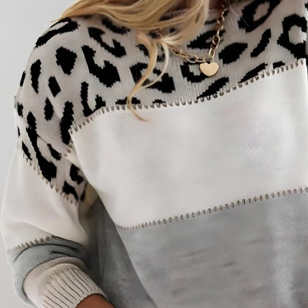 Leopard Colour-Block Sweater Cozy for Women | Selene