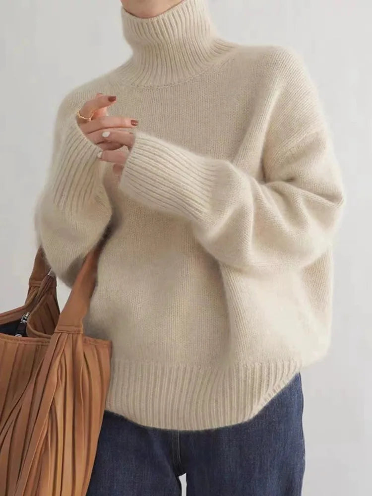 High Neck Knit Sweater Cozy For Women | Seraphina